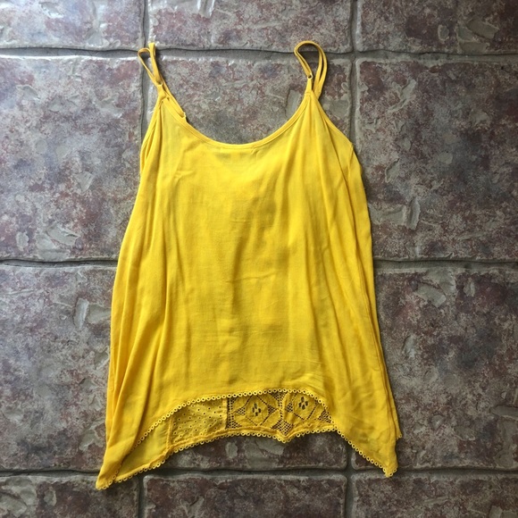 Yellow Lace Up Tank - Picture 4 of 4